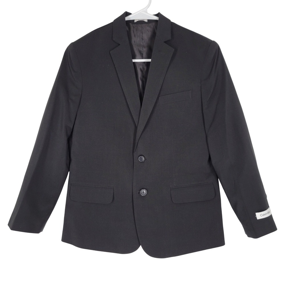 Calvin Klein Boys Husky 10 Suit Black Blazer Jacket Formal Easter‎